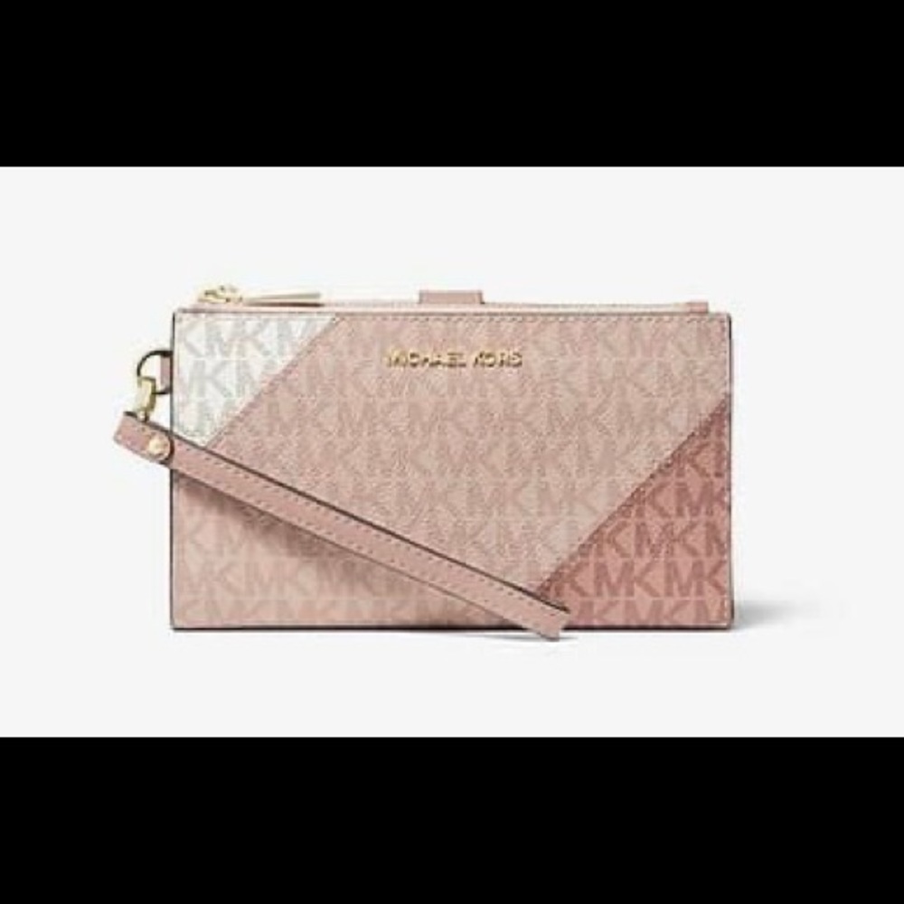 MK Adele Color-block logo smartphone wallet